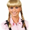 Mørkblond paryk med fletninger