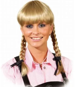 Mørkblond paryk med fletninger