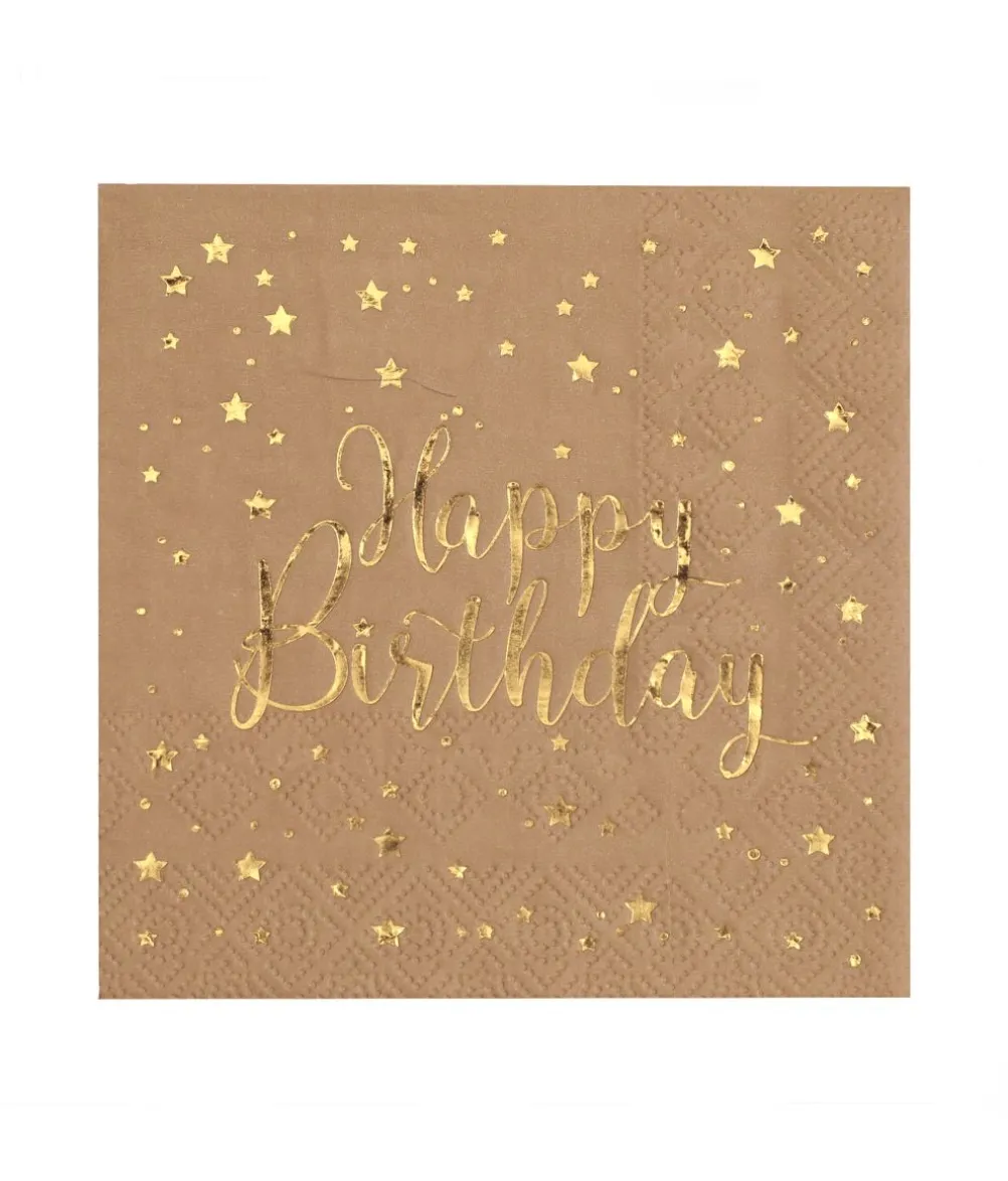 Natur Happy Birthday servietter