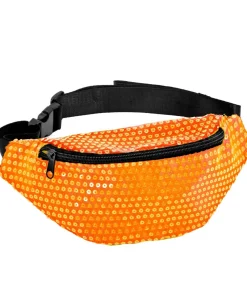 Neonorange paillet bæltetaske