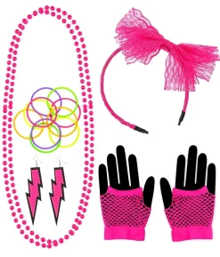 Neonpink 80er udklædningssæt