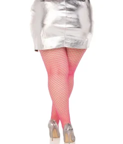 Neonpink netstrømpebukser XL