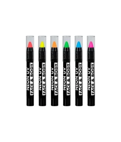 Neon UV sminkestift sæt, 6 stk