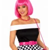 Off shoulder bluse, sort og hvid