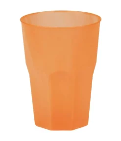Orange plast drikkeglas 420ml, 6 stk