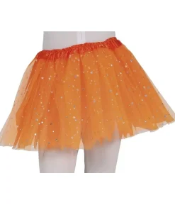 Orange tylskørt med stjerner