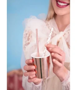 Papirsugerør med rose gold hjerter
