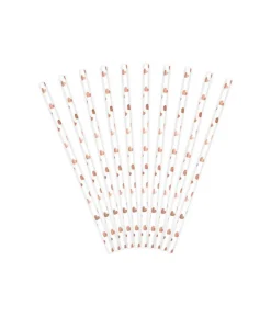 Papirsugerør med rose gold hjerter