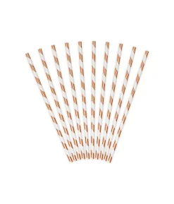 Papirsugerør med rose gold striber