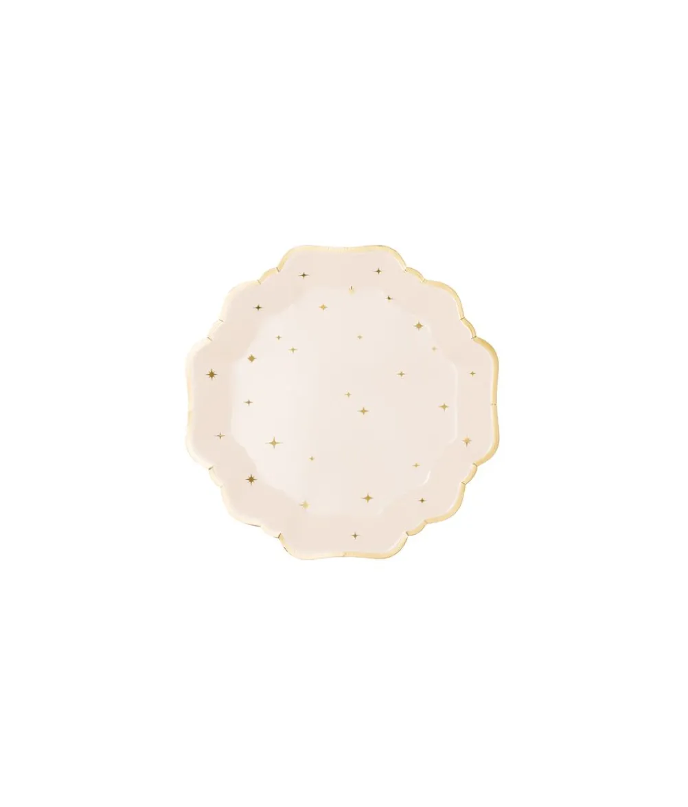 Paptallerkner med guld stjerner, 21 cm