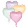 Pastel hjerte folieballoner, 4 stk