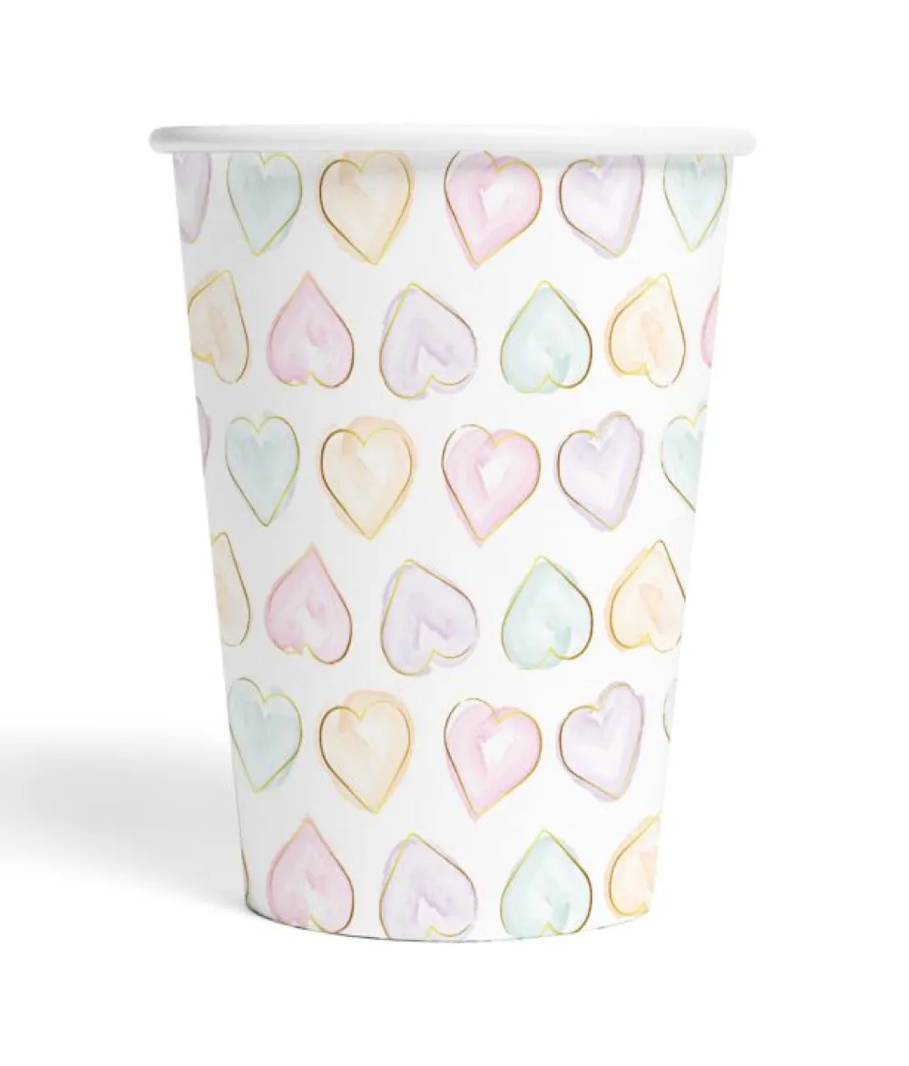Pastel hjerte papkrus, 8 stk