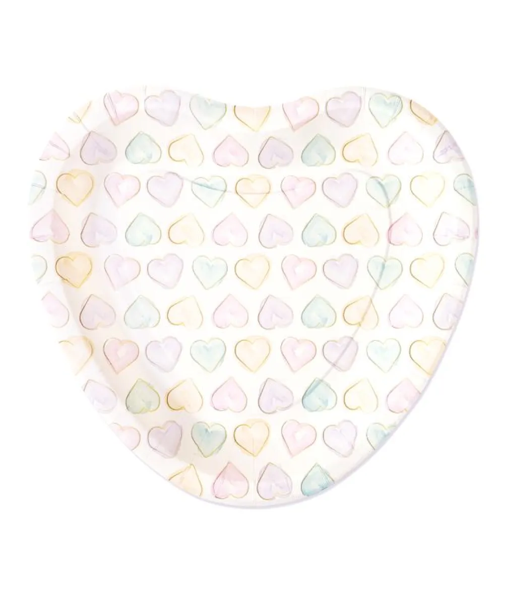Pastel hjerte tallerkner, 23 cm