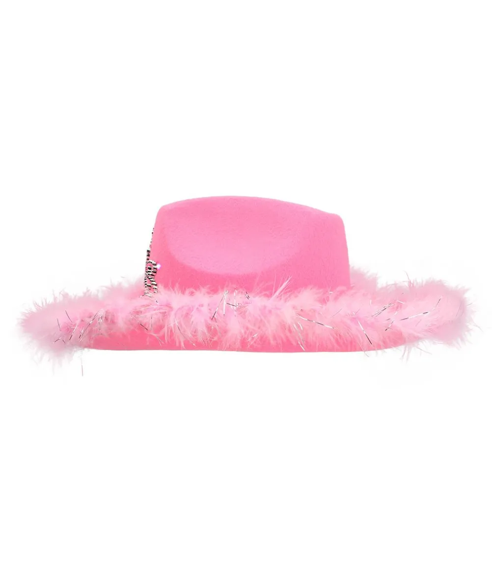 Pink cowboyhat med LED lys