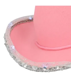Pink cowboyhat med LED lys