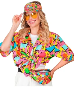 Pink 80er funky skjorte