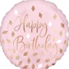 Pink folieballon Happy Birthday, 43 cm
