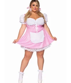 Pink gingham kjole, Plus