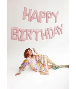 Pink Happy Birthday folieballon