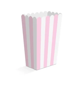 Pink og hvid stribede snack bokse, 8 stk