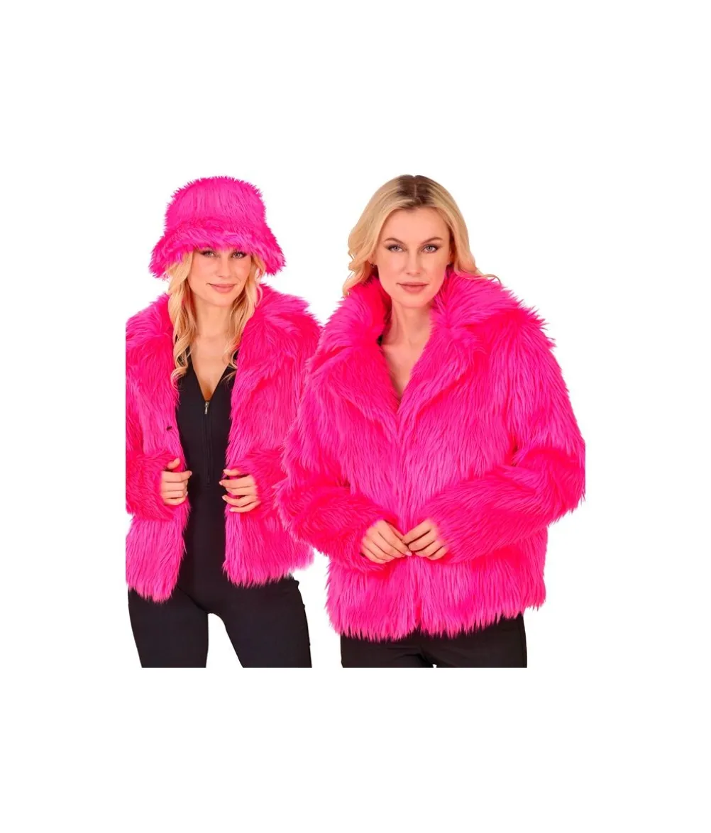Pink pelsjakke