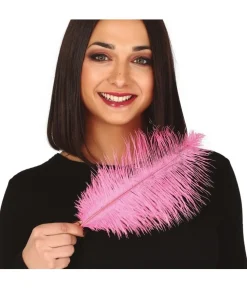 Pink strudsefjer 30 cm, 12 stk