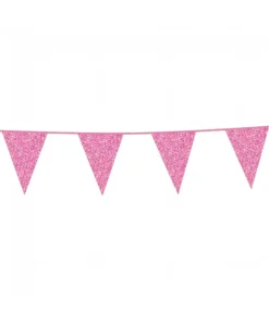 Pink vimpelguirlande med glimmer