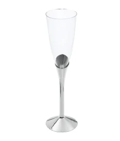 Plastik champagneglas med sølv fod, 6 stk