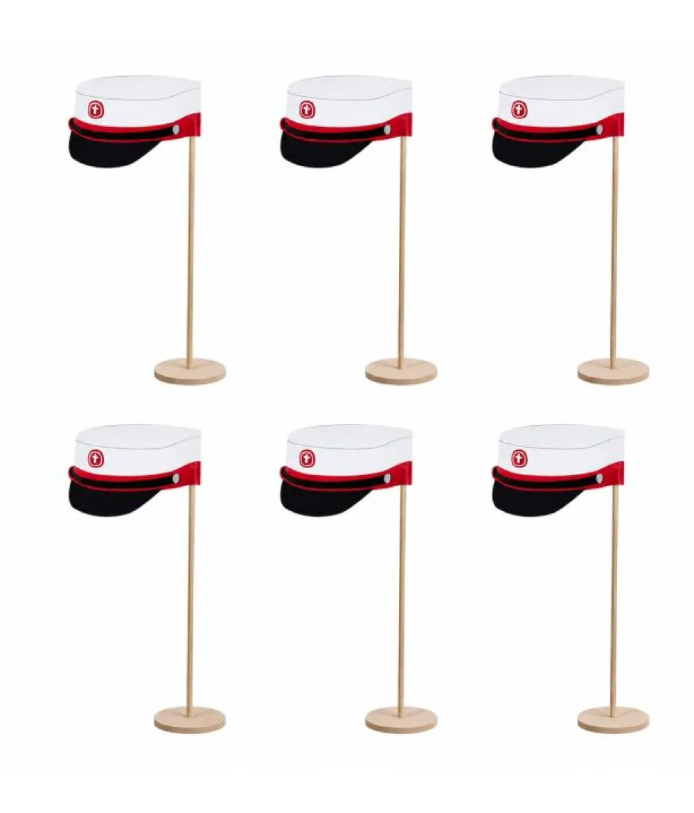 Røde studenterhuer bordflag, 6 stk