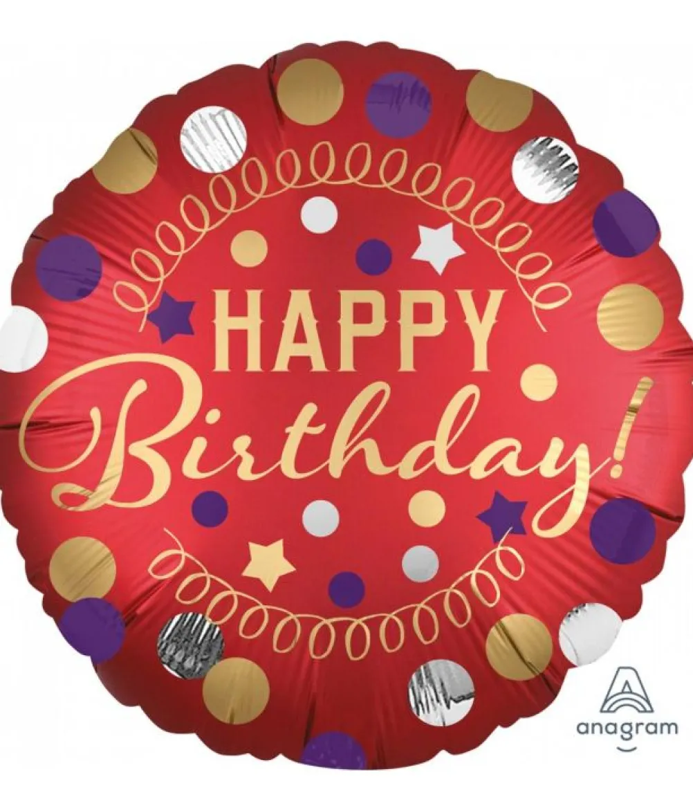 Rød Happy birthday folieballon, 45 cm