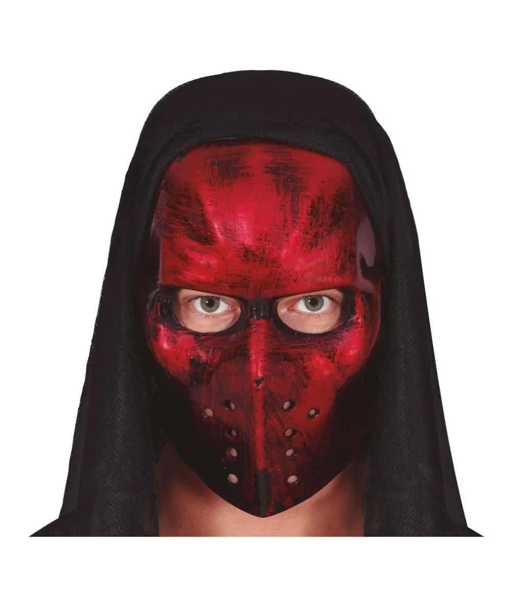 Rød hockeymaske