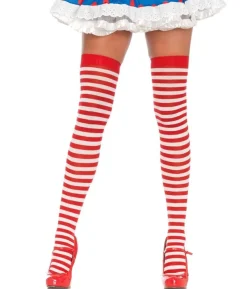 Rød og hvid stribede stockings