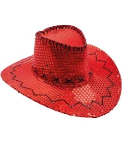 Rød paillet cowboyhat