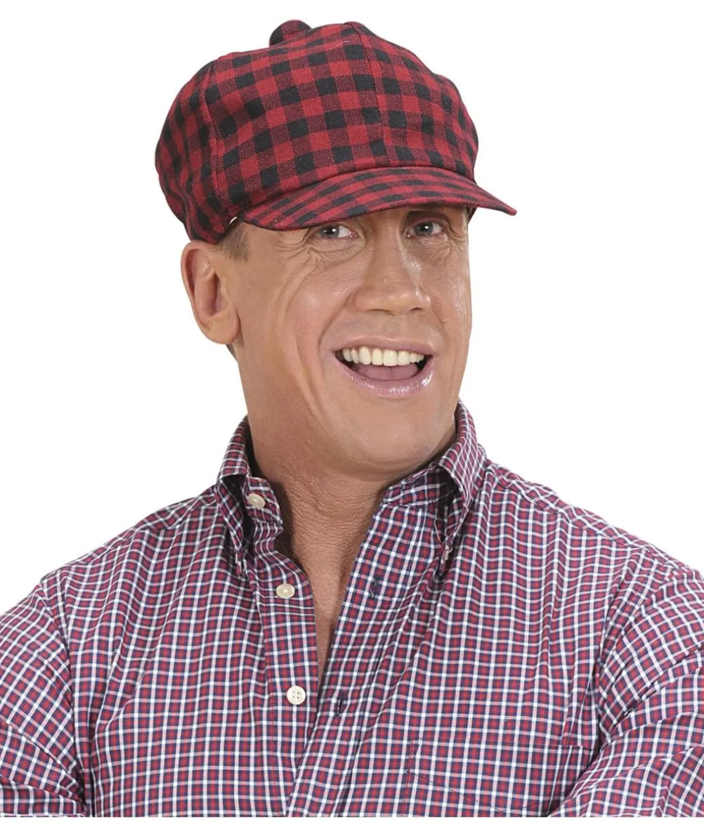 Rødternet kasket
