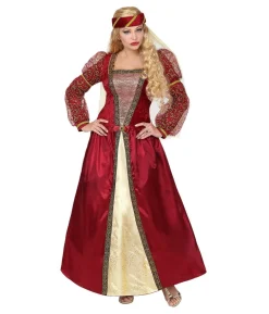 Rødt Middelalder Prinsesse kostume