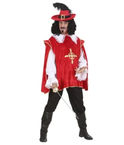Rødt musketer kostume