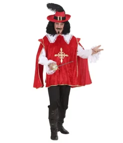 Rødt musketer kostume