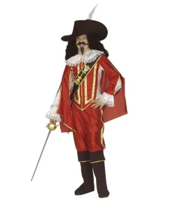 Rødt Musketer kostume