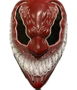 Rød Venom maske med hvidt lys