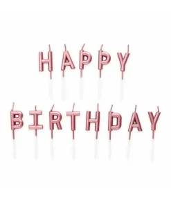 Rose gold kagelys Happy birthday