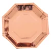 Rose gold paptallerkner, ottekantet