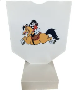 Sangskjuler med rytter på hest, hvid