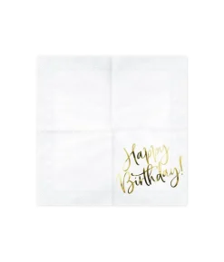 Servietter Happy Birthday, Guld