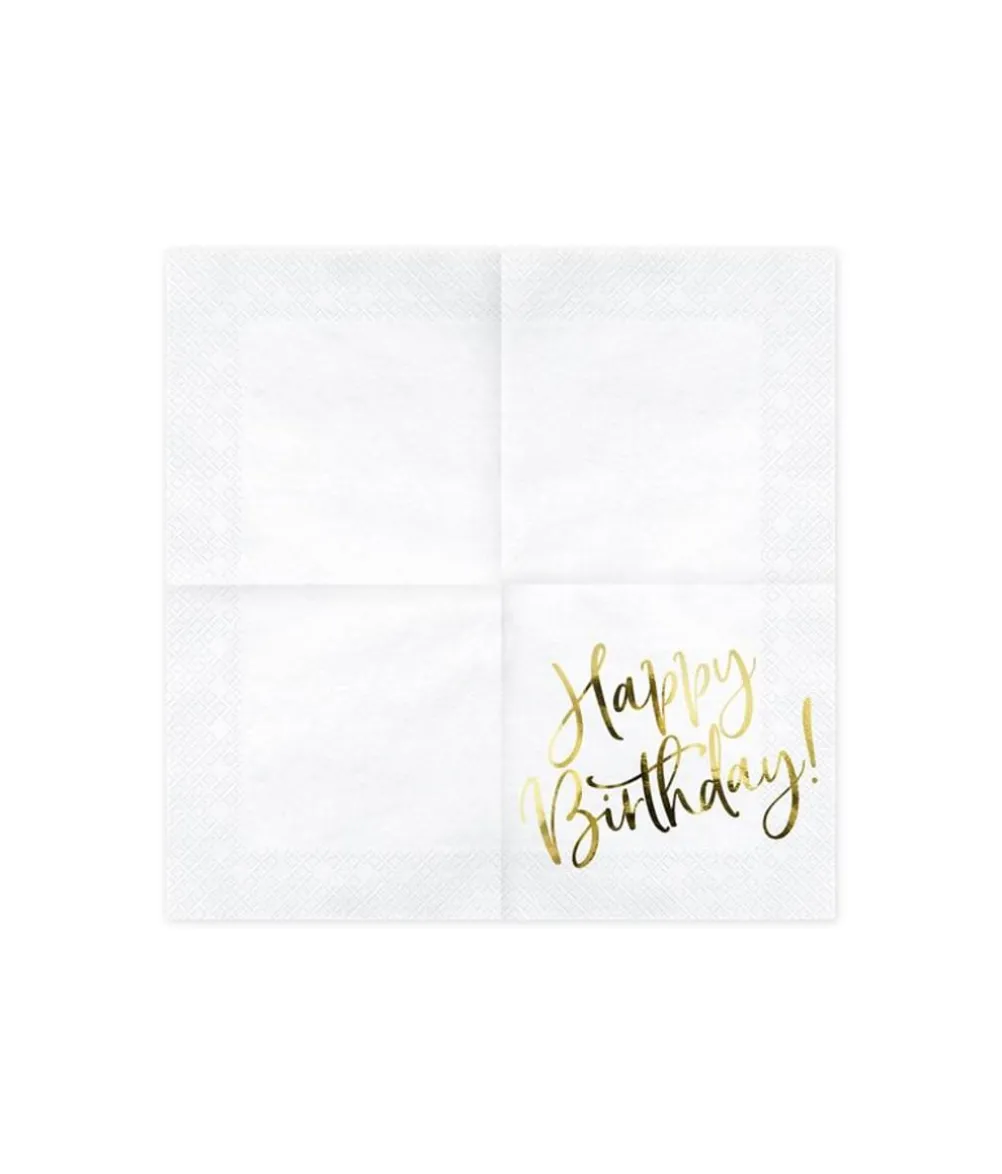 Servietter Happy Birthday, Guld