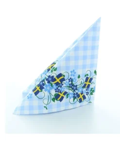 Servietter med blomsterranke og svenske flag