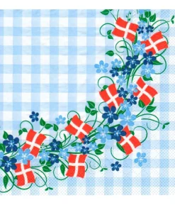 Servietter med blomsterranke og flag