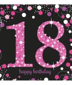 Servietter 18 år Pink Sparkling