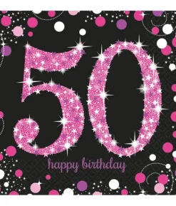 Servietter 50 år Pink Sparkling