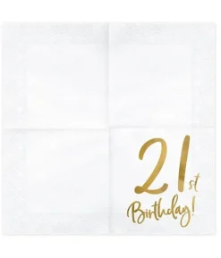 Servietter 21th birthday, guld