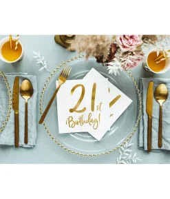 Servietter 21th birthday, guld